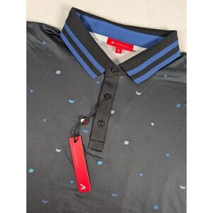 Redvanly Langham Polo Shirt Mens XL Black All Over Print Golf NWT
